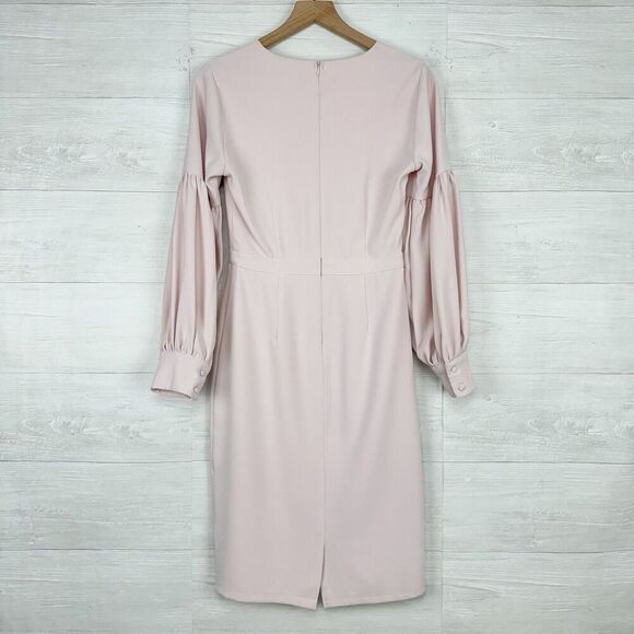 Rachel Parcell Womens S Madison Ave Sheath Dress Puff Sleeves Fitted Pastel Pink - Picture 6 of 16